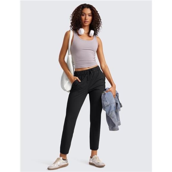 Women's 4-Way Stretch Ankle Golf Pants - 7/8 Dress Work Pants with Pockets - Picture 3 of 7